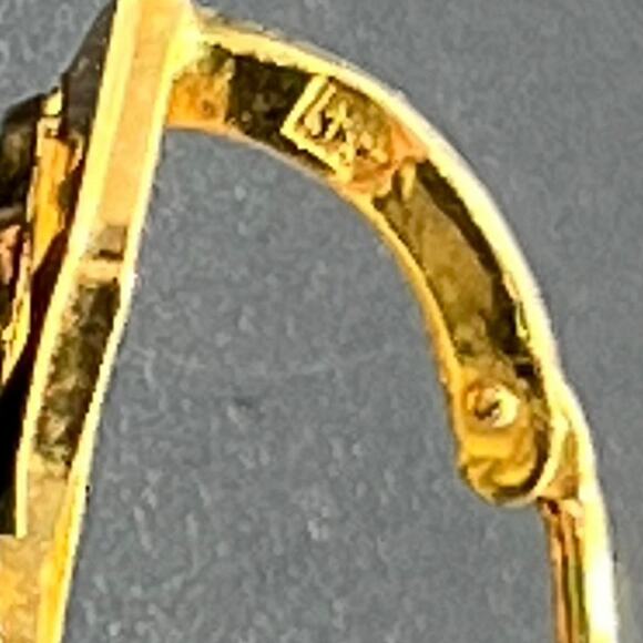 Designer Signed Vintage 18k Yellow Gold Flower Floral Dangle Drop Hook Earrings - Picture 8 of 15